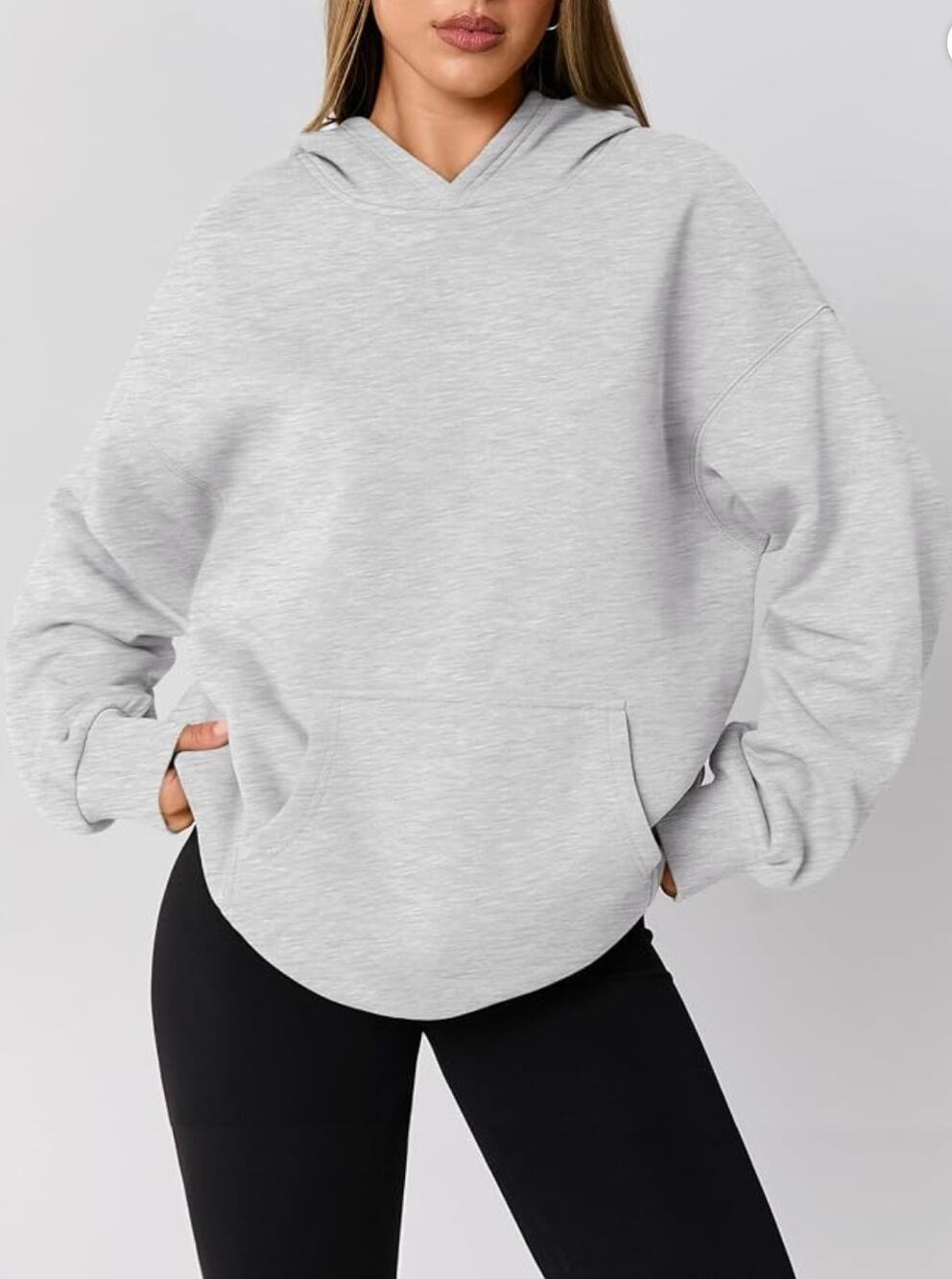 AUTOMET Oversized Fleece Pullover Hoodie Drop Shoulder Sweatshirt Size L